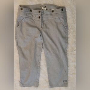 Anthro Cartonnier Striped Gray Cropped Pants Sz 10